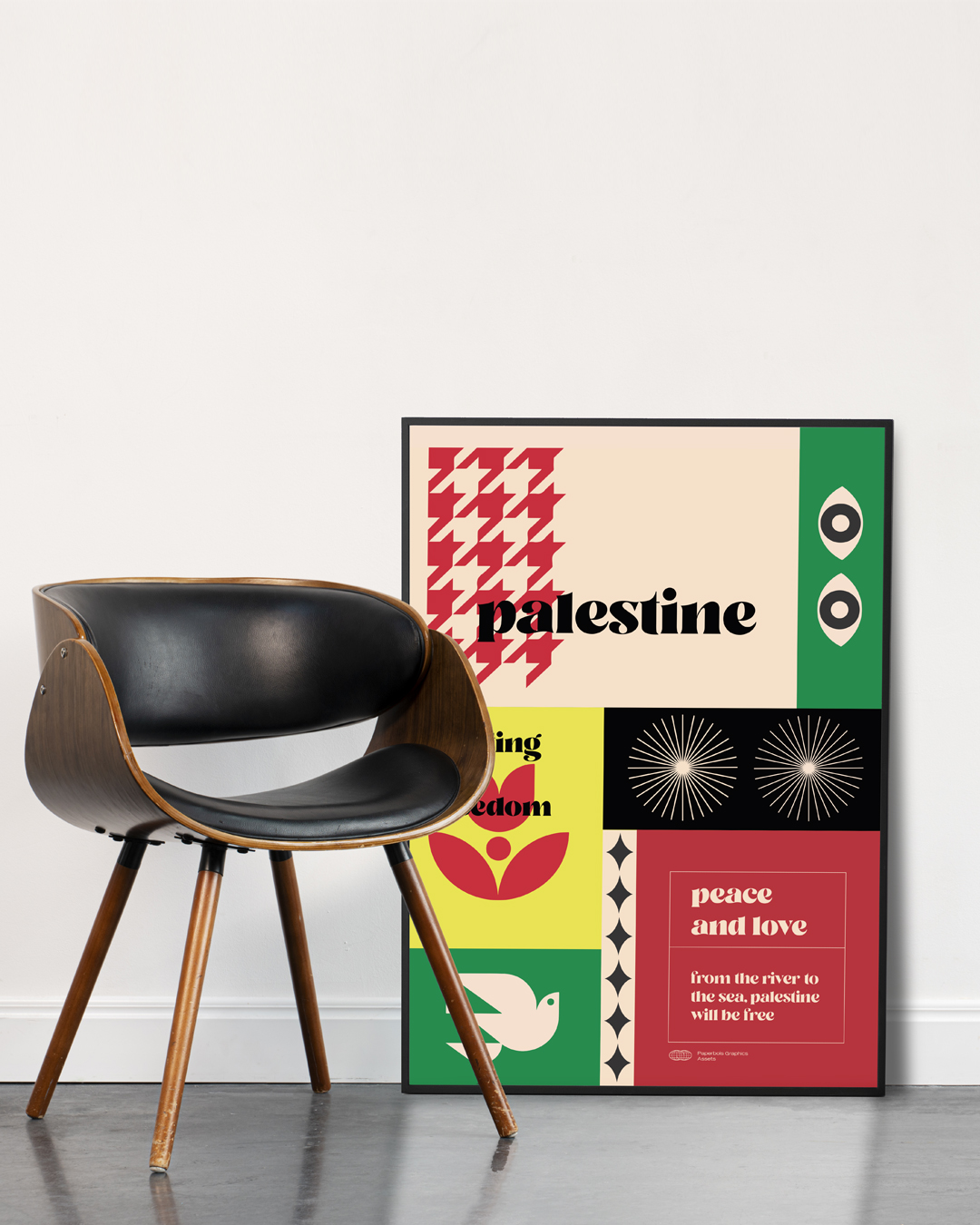 art print with palestine colors and shapes